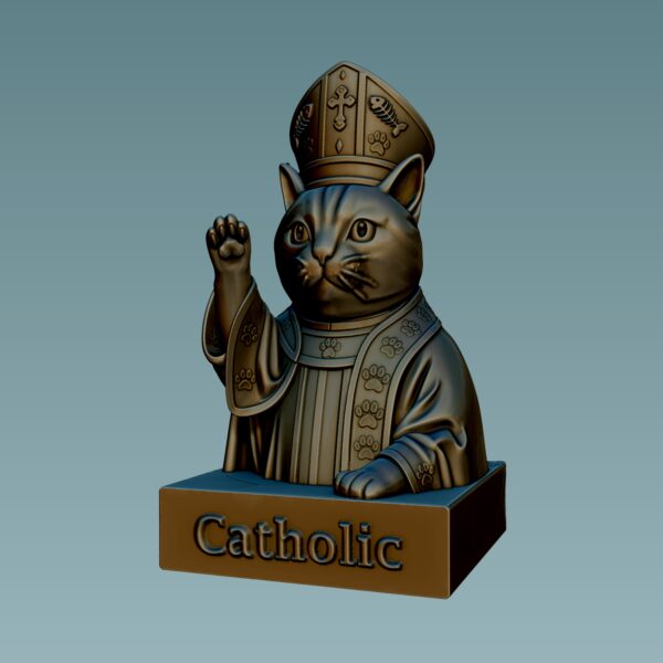 Busto de un católico - lindo gato religioso - Image 5