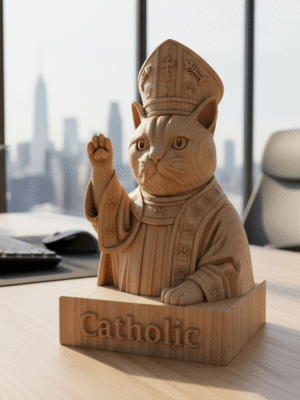 Busto de un católico - lindo gato religioso
