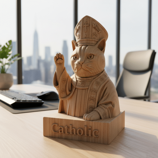 Busto de un católico - lindo gato religioso