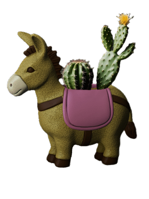 Maceta de cactus con forma de burro