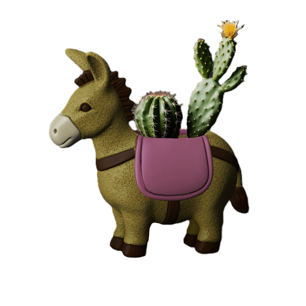 Maceta de cactus con forma de burro