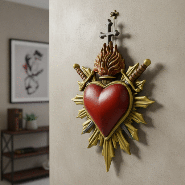 Adorno de pared de corazón atravesado por dos espadas - Image 2