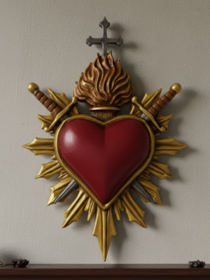Adorno de pared de corazón atravesado por dos espadas