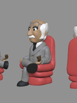 Figura de Carl Gustav Jung en estilo cartoon, modelo para impresión 3D