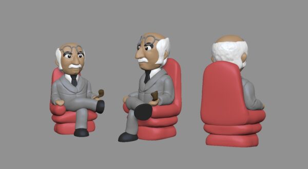 Figura de Carl Gustav Jung en estilo cartoon, modelo para impresión 3D