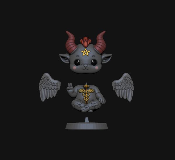 Adorable figurilla estilo Chibi de Baphomet para impresión 3D - Image 3