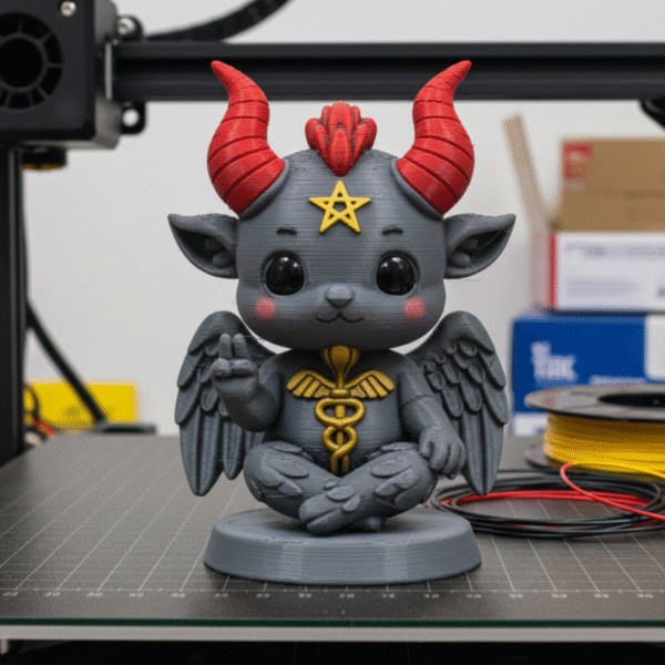 Adorable figurilla estilo Chibi de Baphomet para impresión 3D