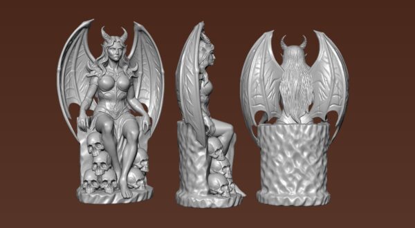 Lilith en su trono, escultura de monstruo súcubo - Image 2