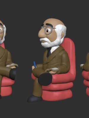 Figura de Sigmund Freud en estilo de dibujos animados, modelo de impresión 3D