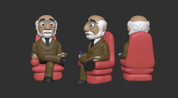Figura de Sigmund Freud en estilo de dibujos animados, modelo de impresión 3D