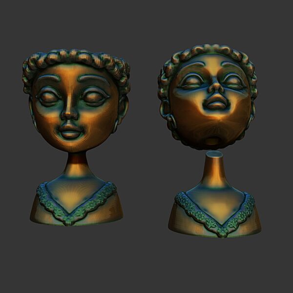 Maceta de cactus con forma de busto de muñeca - Image 3