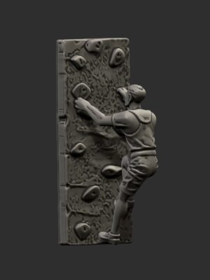 Escultura de escalador montada en la pared
