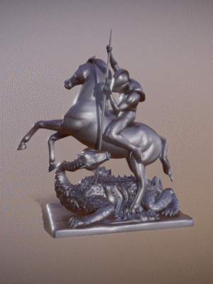 Estatua de San Jorge y el Dragón para impresión 3D