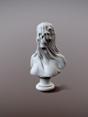Busto Dama con Velo veiled skull woman stl