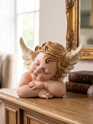 Querubín Durmiente - Estatua Decorativa para Pintar (STL de una sola pieza)