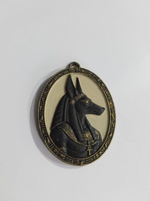 Camafeo Vintage Dios Egipcio Anubis - Collar Físico Pintado a Mano