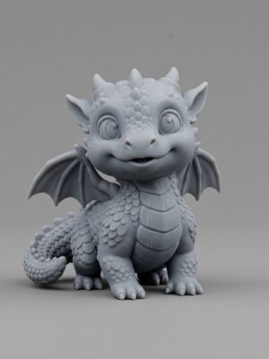 Cute Baby Dragon Statuette - 3D Printable Supportless Ornament