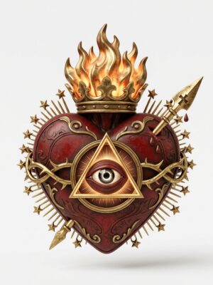 Flaming Sacred Heart Wall Decor - Gothic Occult Art - 3D Printable Model