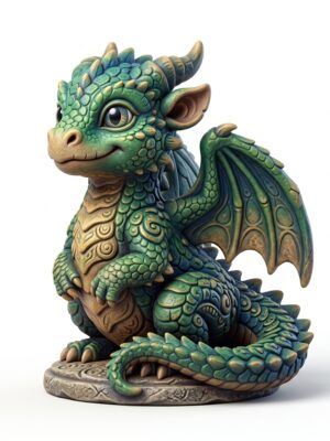 Baby Dragon Custodian - Cute Fantasy Statuette - 3D Printable Model