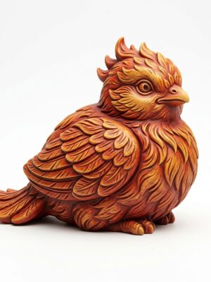 Fiery Phoenix Chick - Cute Legendary Statuette - 3D Printable Model