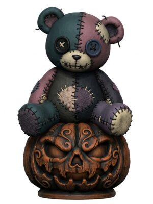 Gothic Bear on Pumpkin - Creepy Cute Art Toy - 3D Printable Model