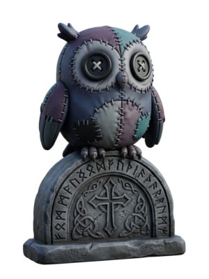 Gothic Owl on Tombstone - Creepy Cute Art Toy - 3D Printable Model