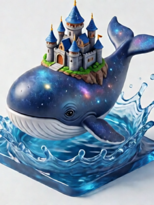 Celestial Whale & Castle - Cosmic Alchemy Art Toy - 3D Printable Model