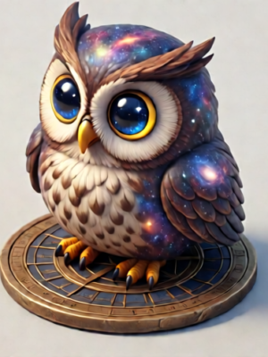 Astral Owl on Astrolabe - Cosmic Alchemy Art Toy - 3D Printable Model