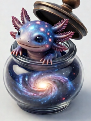 Galaxy Axolotl Jar - Cosmic Alchemy Art Toy - 3D Printable Model