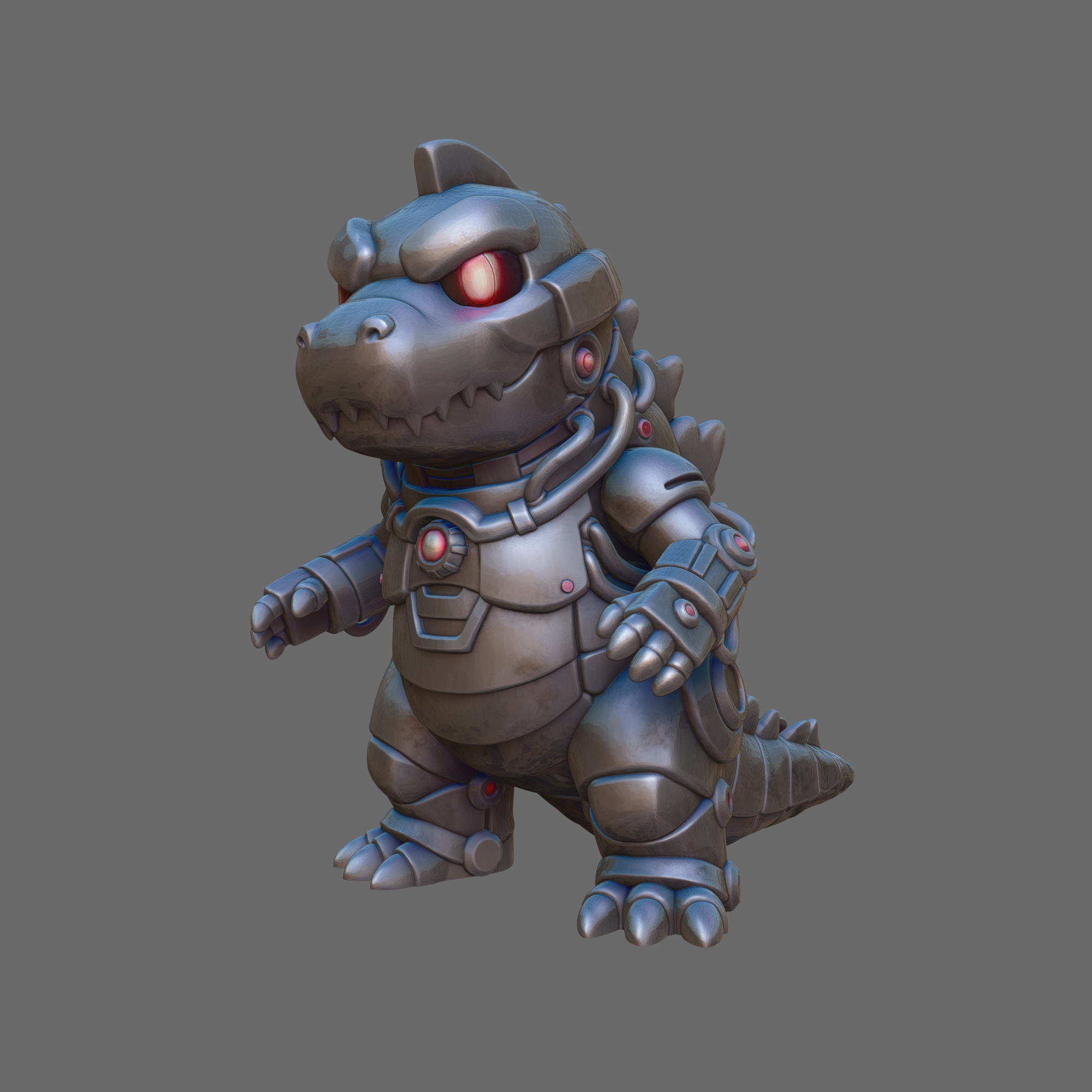 Mecha Godzilla Chibi Articulado / Multi-Parte - Modelo 3D STL para Impresión - Image 8