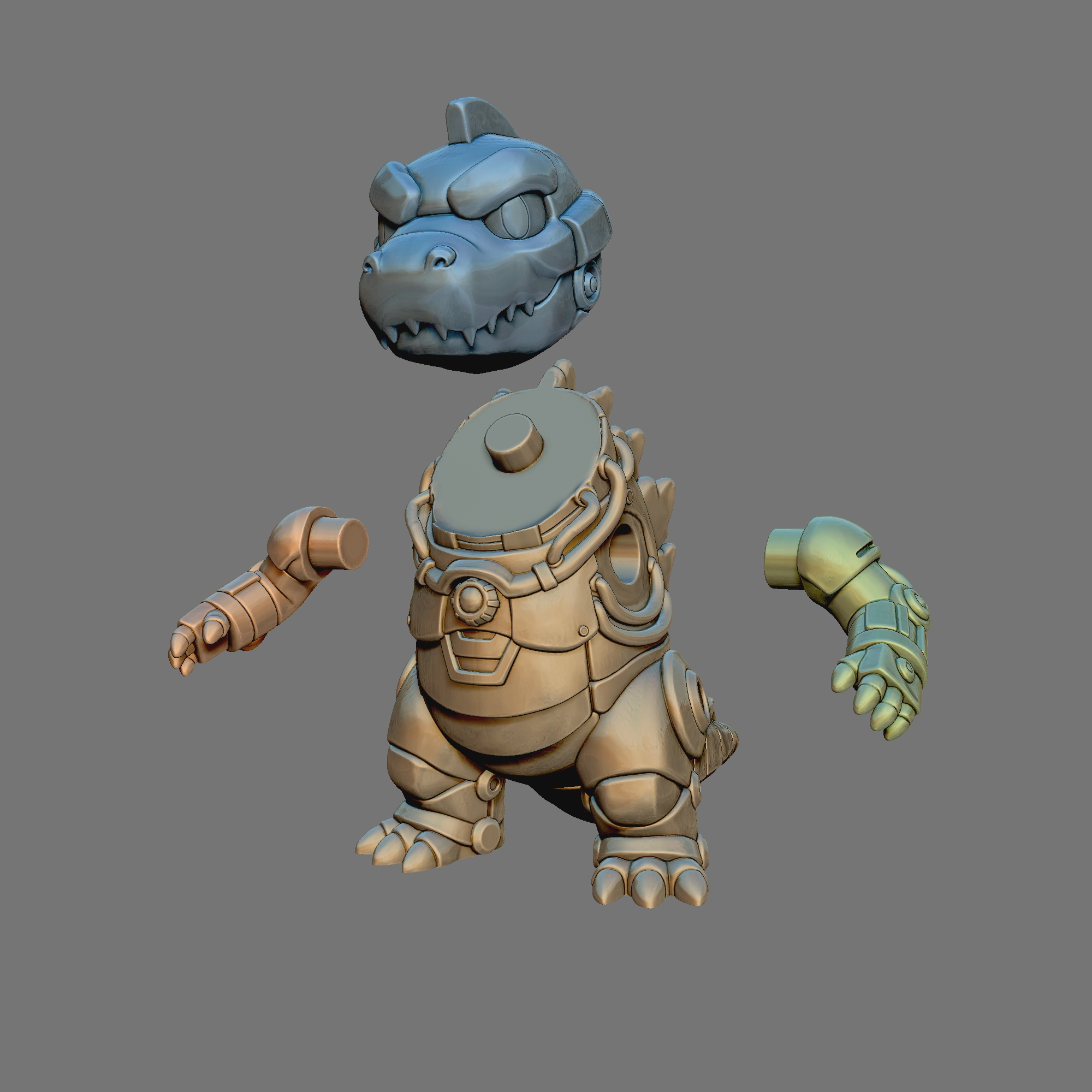 Mecha Godzilla Chibi Articulado / Multi-Parte - Modelo 3D STL para Impresión - Image 4