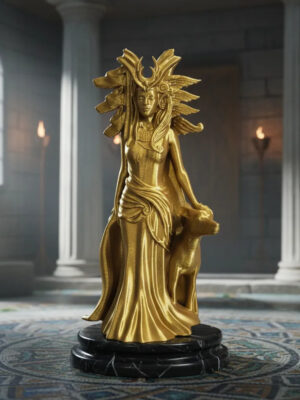 Estatuilla Hécate Dorada 3d Sin Pintar 15cm