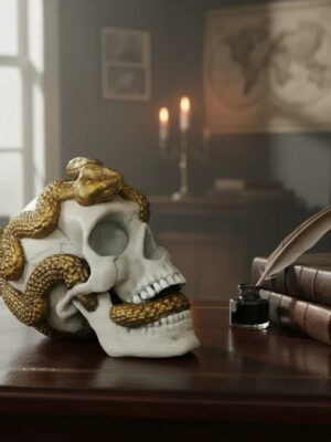 Cráneo Calavera 3d Serpientes Decoración Escultura