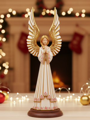 Escultura 3D Ángel de Navidad Elegante - Adorno Navideño