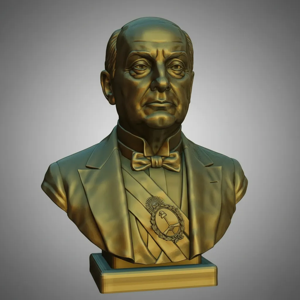 Busto Marcelo Torcuato de Alvear - Archivo STL para Impresión 3D - Imagen 4