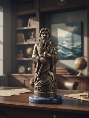 Figura Dios Poseidón (10cm) - Mini Estatuilla Pintada a Mano en Impresión 3D