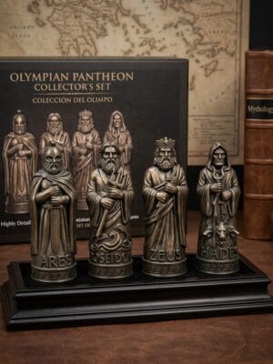 Combo 4 Dioses del Olimpo (10cm) - Mini Estatuillas Pintadas a Mano (Zeus, Poseidón, Hades, Ares)