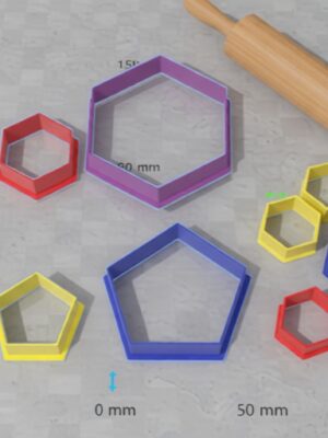 Cortadores de Galletas Geométricos Hexágono y Pentágono - Cookies Cutter 3cm y 6cm