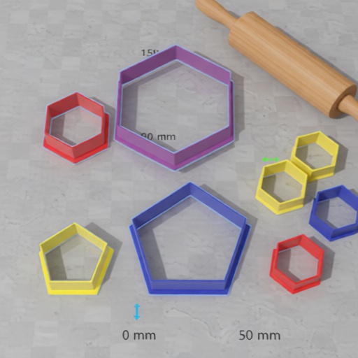 Cortadores de Galletas Geométricos Hexágono y Pentágono - Cookies Cutter 3cm y 6cm