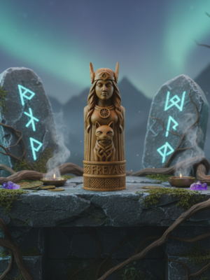 Estatua 3D Diosa Freya Estilo Tótem - Mitología Nórdica