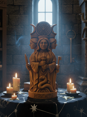 Estatua 3D Diosa Hécate Triple - Mitología Griega Estilo Tótem