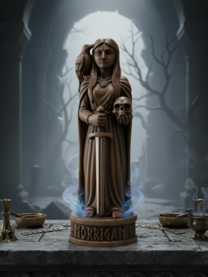 Estatua 3D Diosa Morrigan Estilo Tótem - Mitología Celta