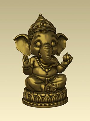 Estatua 3D Bebé Ganesha Versión 2 - Escultura Religiosa Hindú