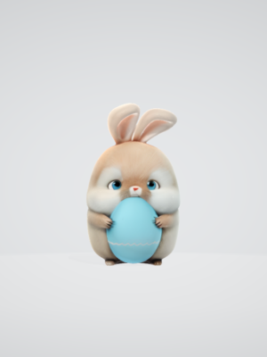 Figura 3D Conejito de Pascua Adorable con Huevo - Decoración de Pascua