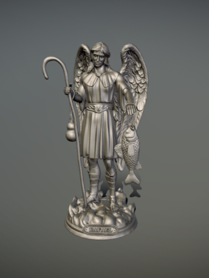 Estatua 3D Arcángel San Rafael - Escultura Religiosa Detallada