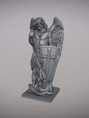 Estatua 3D Arcángel San Miguel Victorioso - Mitología Celestial