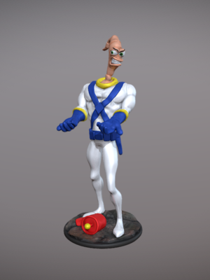 Figura 3D Earthworm Jim - Personaje Clásico de Videojuegos