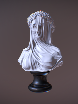 Busto 3D Dama con Velo - Escultura Clásica Fina