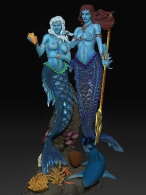 Estatua 3D Sirenas Gemelas - Colección de Fantasía
