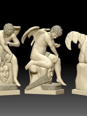 Estatua 3D Cupido con Mariposa - Escultura Fina Clásica